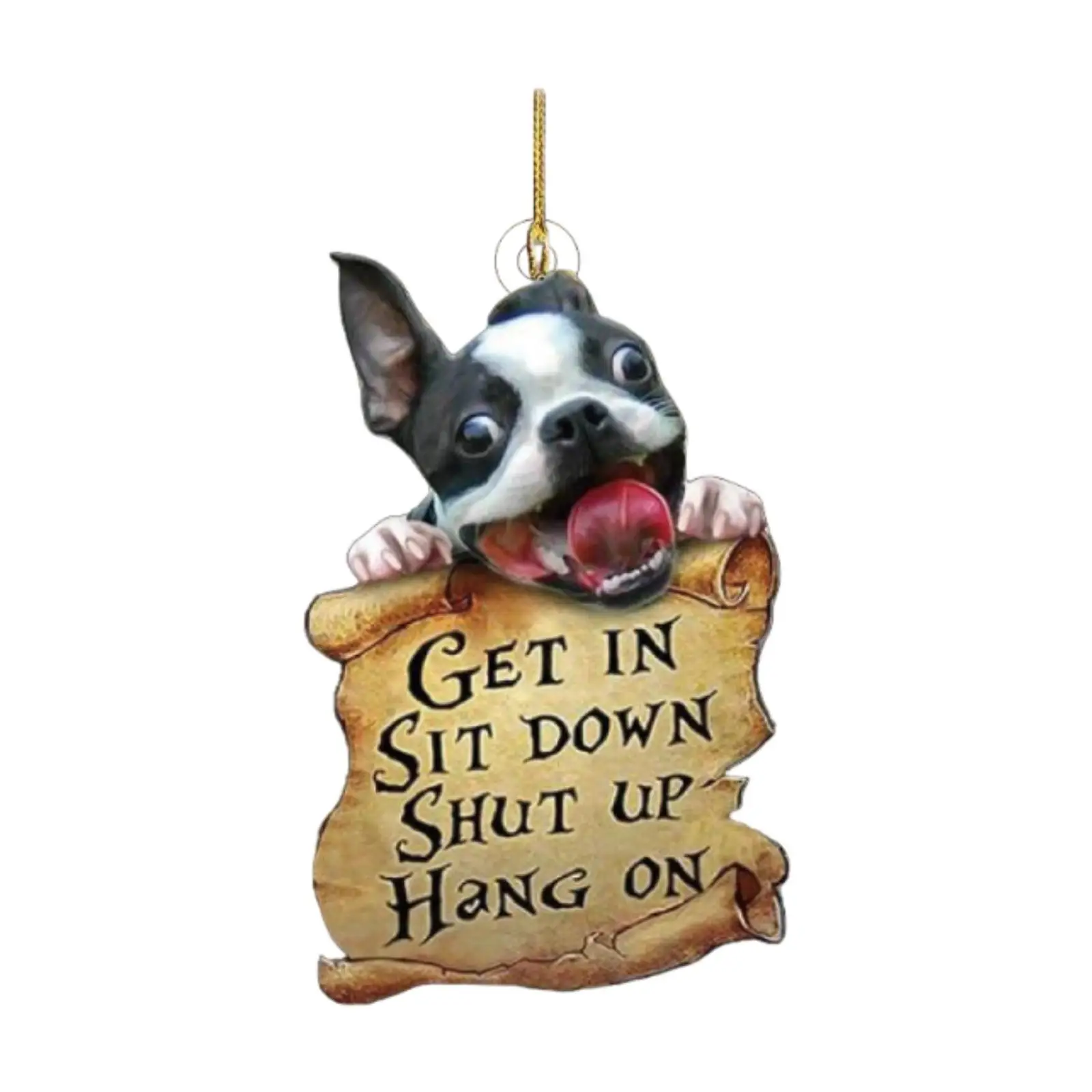 Car Puppy Hanging Ornament Get in Sit Down Shut up Ornament Lovely Rear View Mirror Charm for Patio Window Cafes Table Car