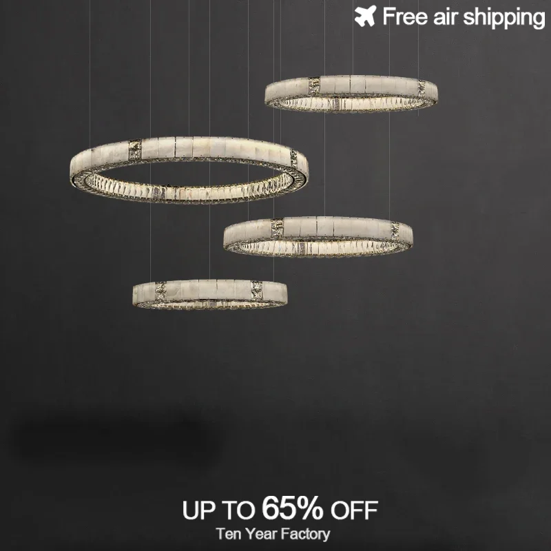 Gold Black Modern LED Chandelier with Acrylic and Crystal Elements for Decorative Ceiling Light