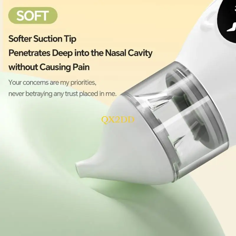 QX2D Electric Nose Suction Tool for Infants 65KPA Suction Power Safe Silicone Tip Nighttime Use