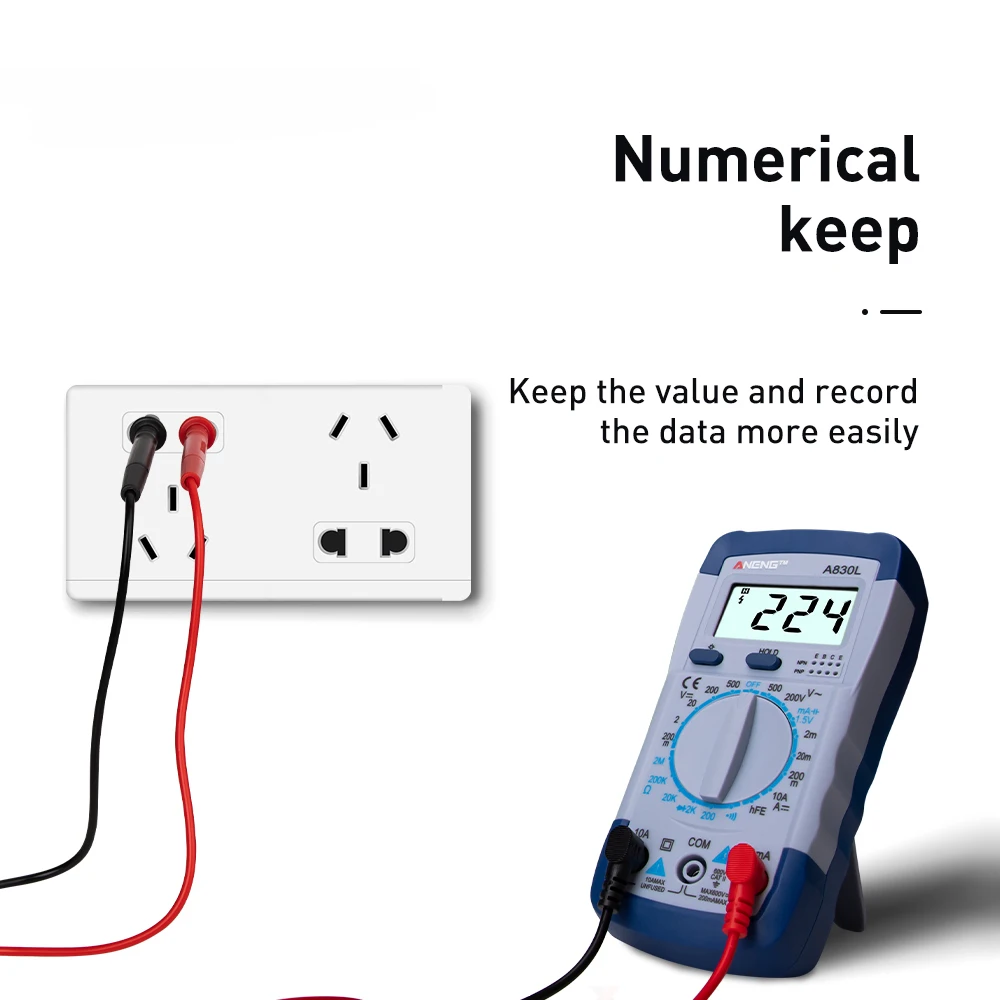 AC DC A830L LCD Digital Multimeter DC Voltage Diode Freguency Multitester Current Tester Luminous Display with Buzzer Function