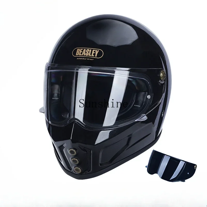 Retro Motorcycle Helmet Male Cruise Motorcycle Riding Female Winter Bluetooth