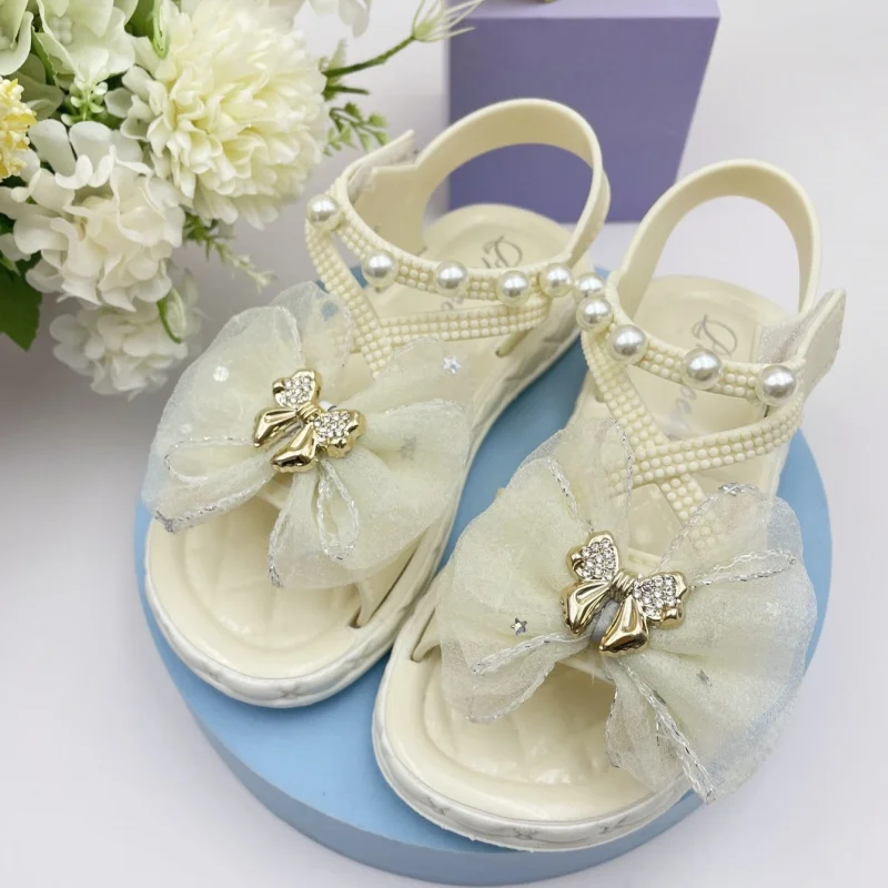 

Girls' Elegant Sandals - Versatile & Stylish For Indoor/Outdoor, Beach-Ready Princess Shoes With Beaded Tassels, Breathable & Li