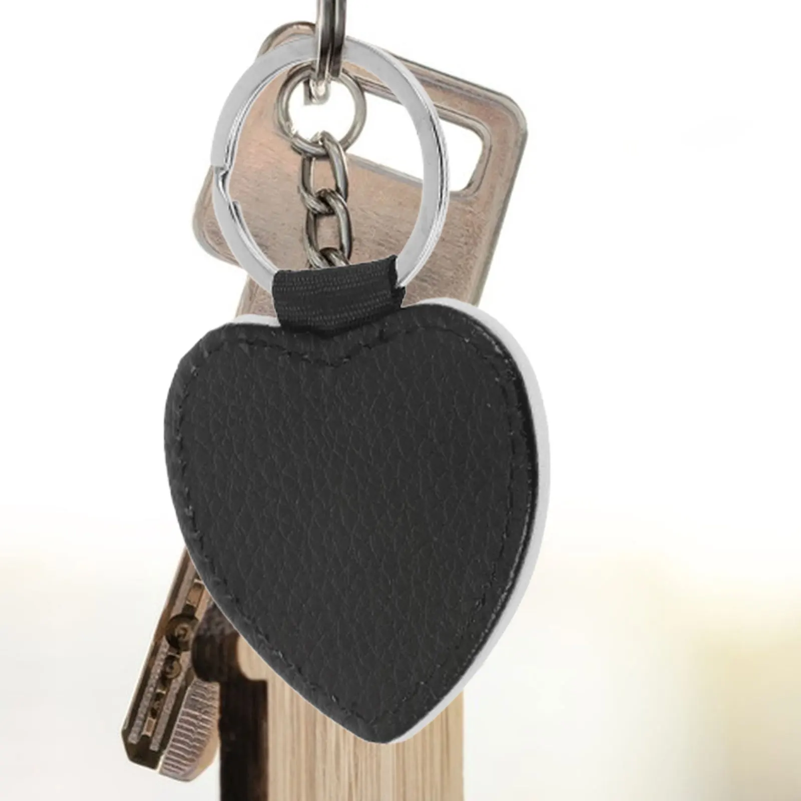 

2 Pcs Lychee Pattern Keychain Black Heart Shaped Ring Bag Charm Sublimation Ornament Blanks