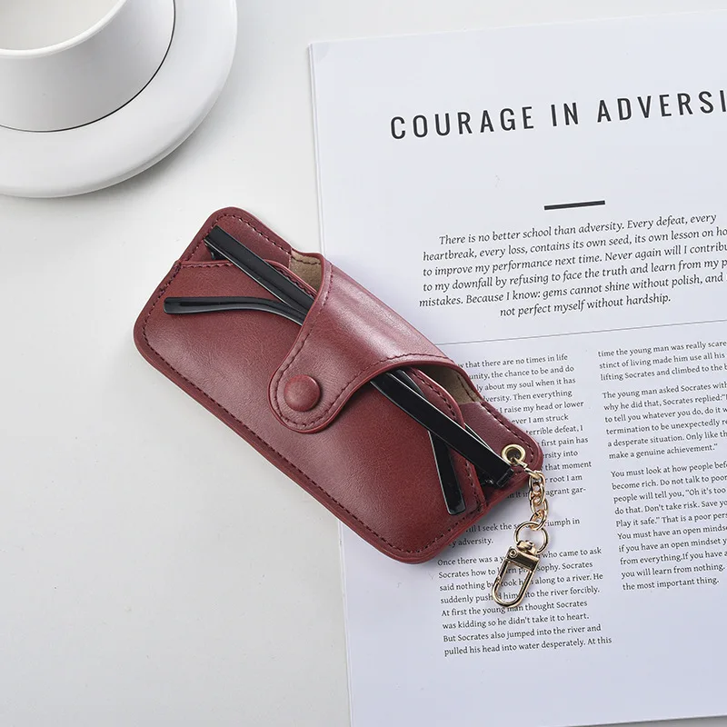

Portable PU Leather Glasses Bag With Hanging Buckle Sunglasses Case Simple Glasses Storage Box Sunglasses Case