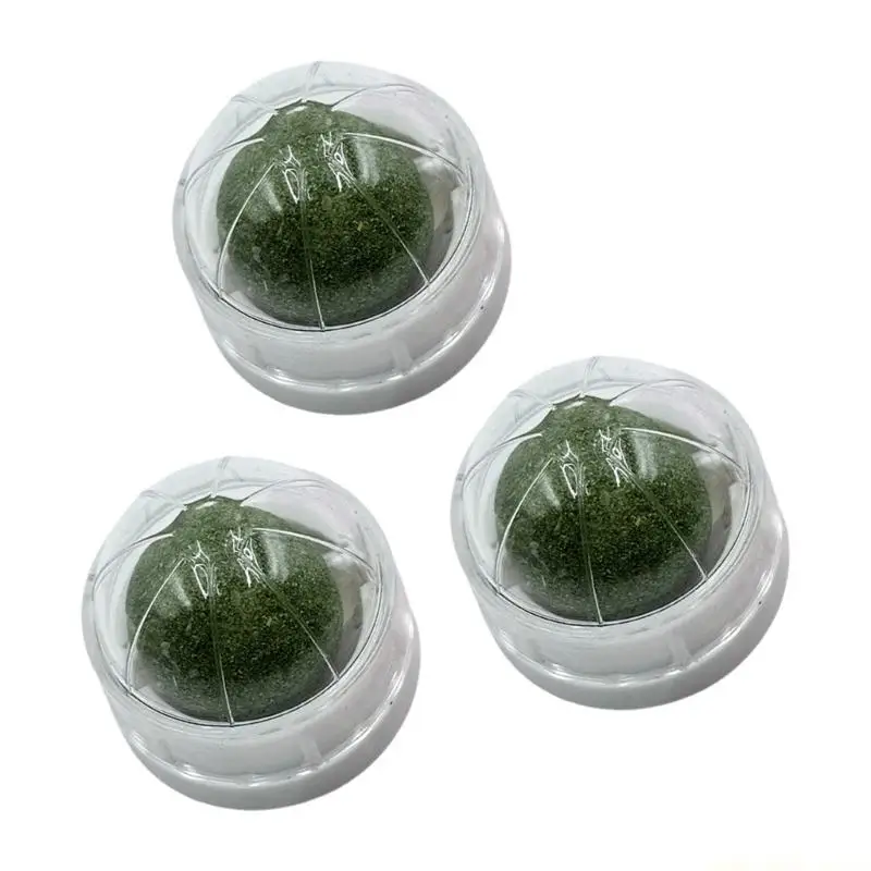 QX2E 3pcs Cats Catmint Balls Teaser Toy For Teeth Cleaning And Chewing Fun Cats Mint Toy For Indoor Cats Entertainment view 2