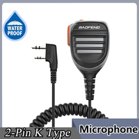 Baofeng UV-5R PTT Waterproof UV-9R Walkie Talkie Speaker Radio Microphone Keenwood 2-Pin Type Handheld Mic For  UV-82 UV16 888S