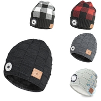 Beanie Bluetooth Hat With LED Light Hat Wireless Musical Knitted Hat With Headphone Stereo Speakers & Mic For Running D