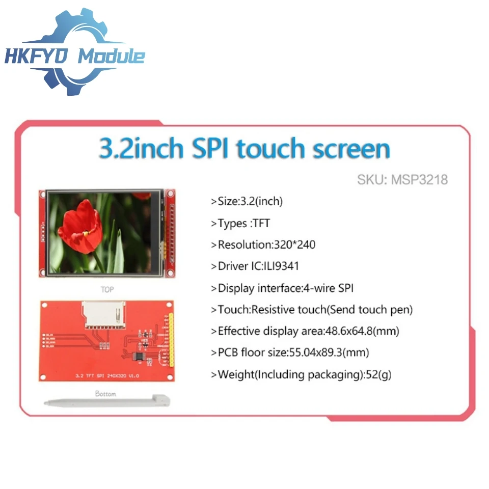 Módulo TFT LCD de 3,2 polegadas 240x320 SPI ILI9341 Tela 4 pinos IO