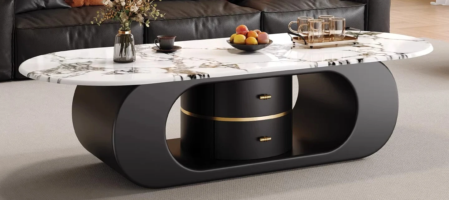 

Small apartment modern light luxury high-end Internet celebrity oval table