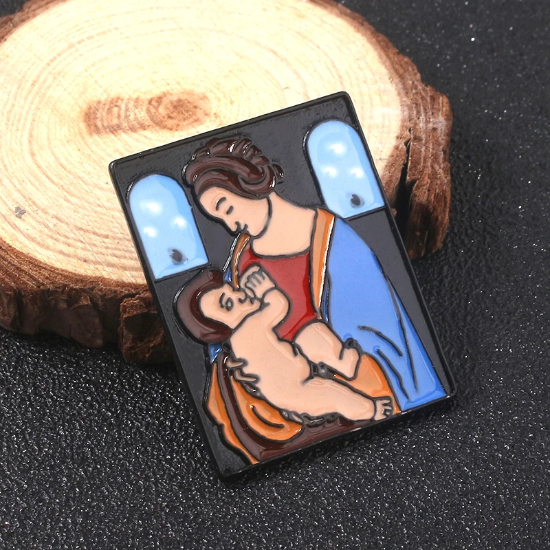 الرجعية الأوروبية عصر النهضة الفن المعادن المينا بروش فان جوخ النفط اللوحة الفن دبوس الرجال النساء على ظهره شارة مجوهرات اكسسوارات #6