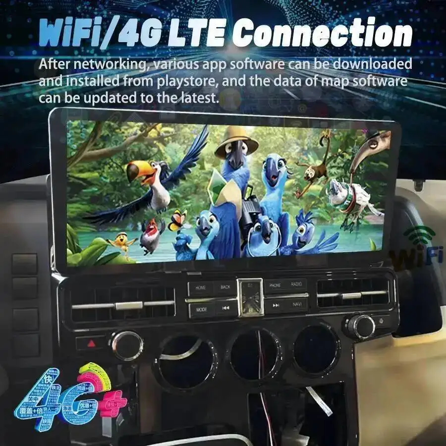 15.6Inch Android15 Car Radio For Toyota Hiace Granvia Hiace 2019 4G GPS Navigation Video Player Multimedia CarPlay Touch Screen