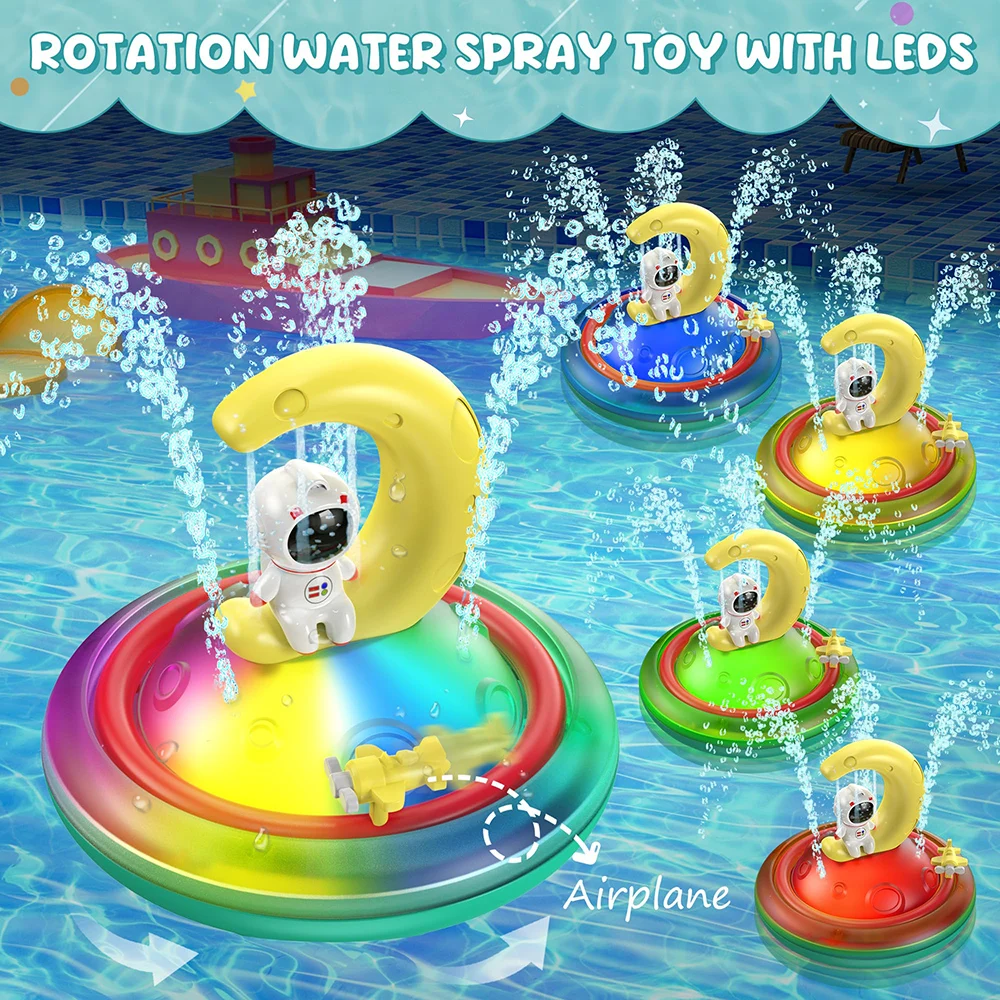 Baby Bath Toys Spray Water Rotation Light up Automatic Induction Sprinkler Shower with LED Bathtub Pool Toys Gift for Toddlers