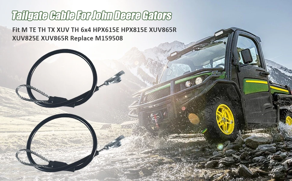 2 Pieces Car Rear Tailgate Cable Replacements M159508 Auto Accessory For John Deere Gators 6x4 HPX615E HPX815E XUV865R