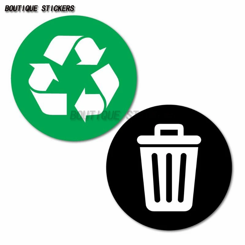 

Green and Black Recycle Trash Rubbish Bin StickersPVC