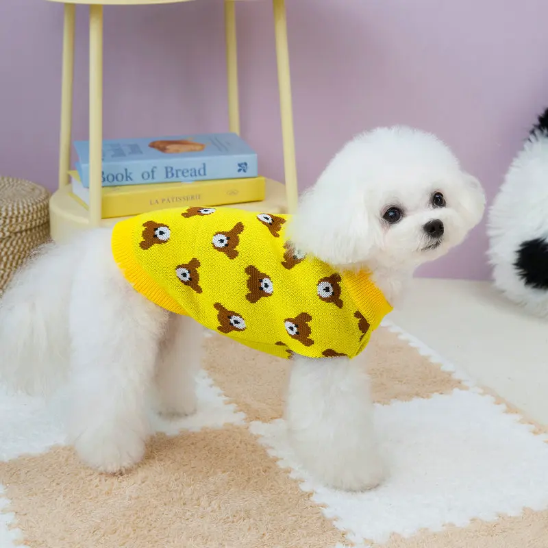 Pet Dog Sweater for Small Medium Dogs Puppy Cat Bear Pattern Cardigan Chihuahua Greyhound Clothes Coat Outfit Costume