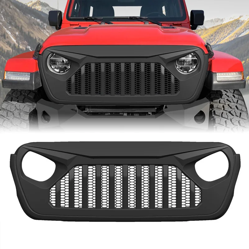 

For Jeep Wrangler JL JT 2018-2025 4x4 Exterior Accessories Front Bumper Grilles Insert Mask Style Grill