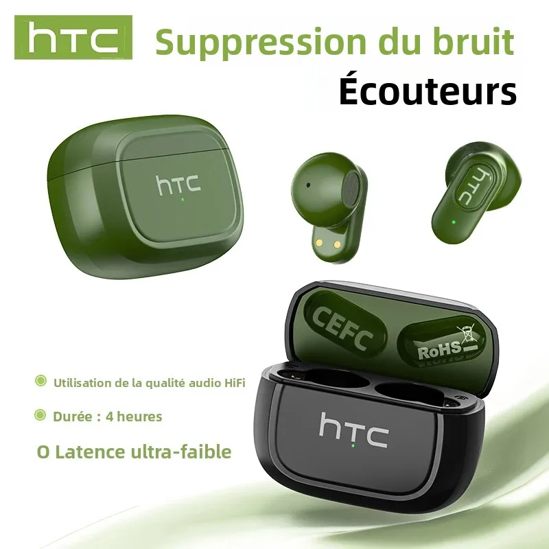 HTC NE51 Bluetooth V6.0 écouteur AI traduction écouteurs réduction du bruit casque sans fil HD longue durée Bluetooth écouteurs