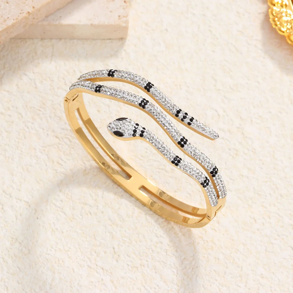 

Personalized serpentine 18K gold-plated zircon bracelet, lightweight luxury jewelry, share with friends or lovers