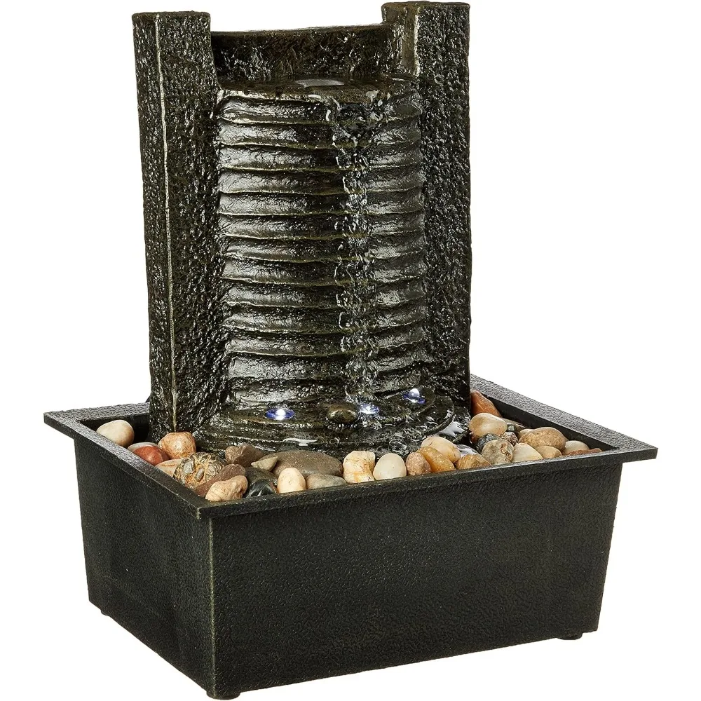 

Крытый фонтан со светодиодной подсветкой – освещенная настольная вода с каменной стеной и успокаивающим звуком – декор дзен для дома или офиса