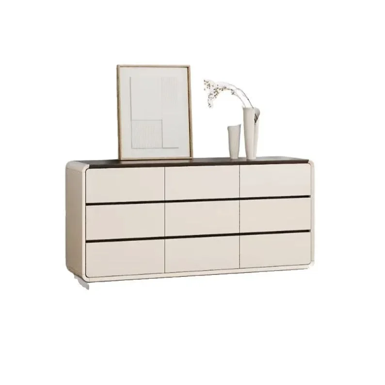 Medieval style cream style bucket cabinet guest solid wood granular board living room entrance locker small apartment