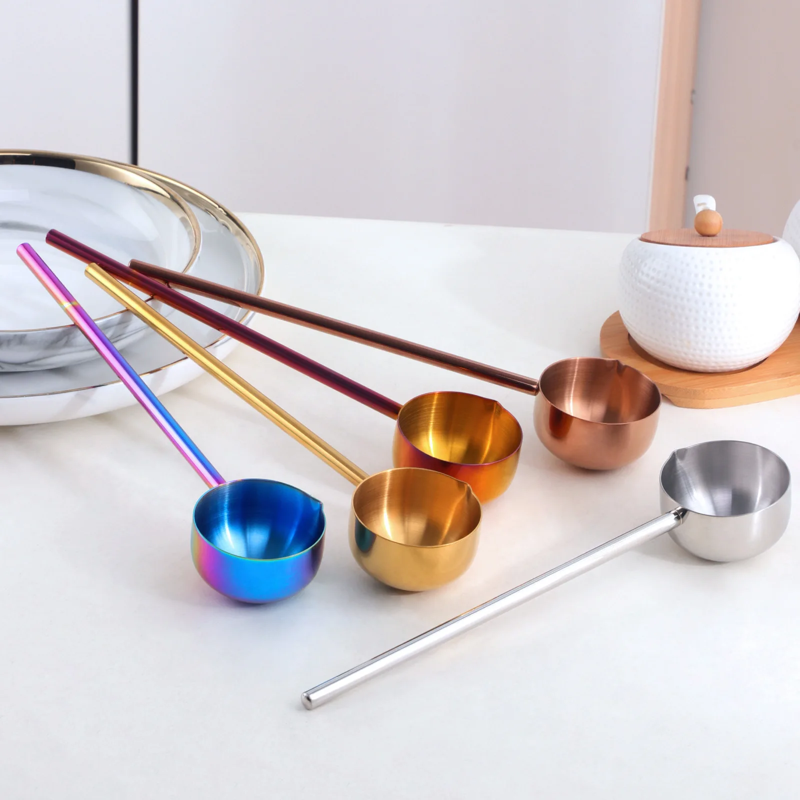 

1 PCS Small Soup Ladle Metal Long Handle Deep Spoon With Pour Spout 2 Oz Gravy Ladles Heat-Resistant Stainless Steel