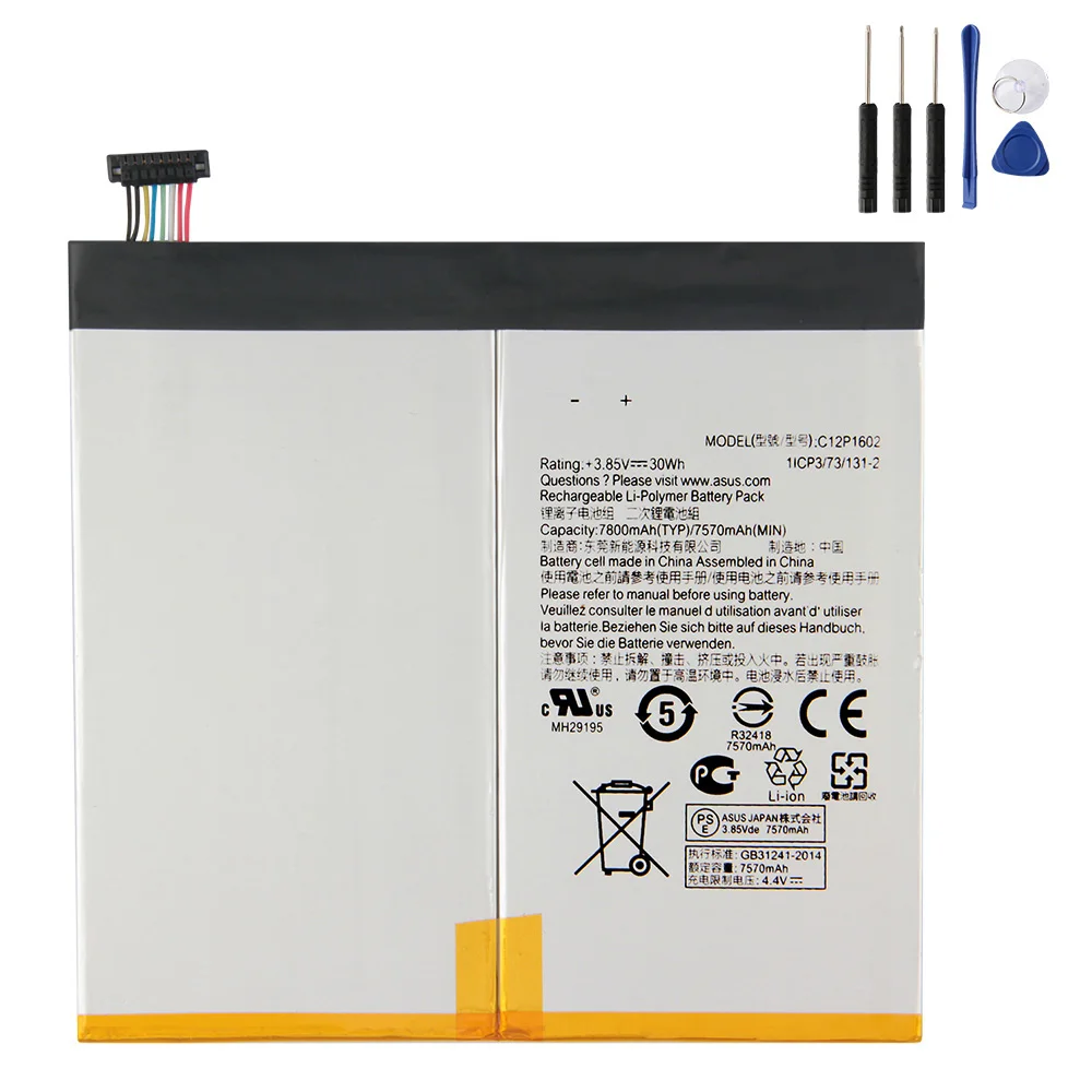 Original Replacement Tablet Battery C12P1602 For ASUS ZenPad Z10 ZT500KL C12P1602 Rechargeable Tablet Battery 7800mAh