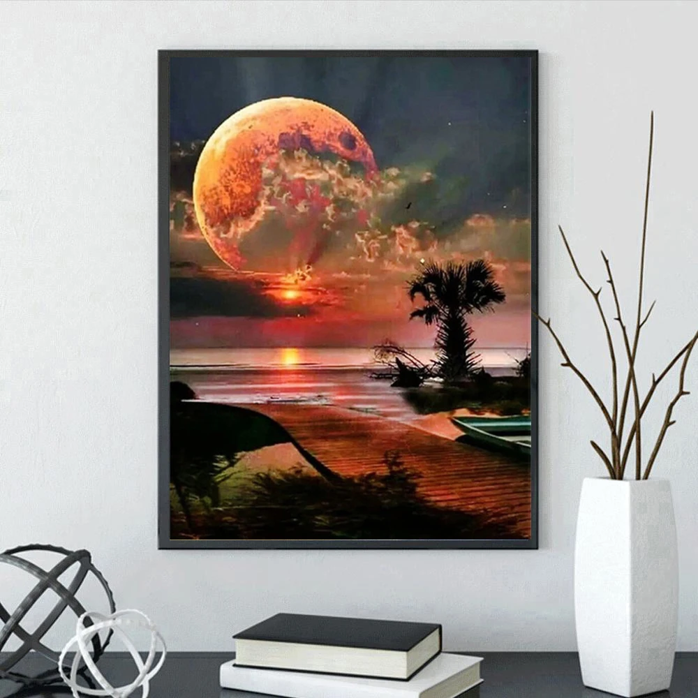 YIBRIGHT 5D DIY Diamond Painting Moon Full Square Diamond Embroidery Landscape Cross Stitch Home Decoration