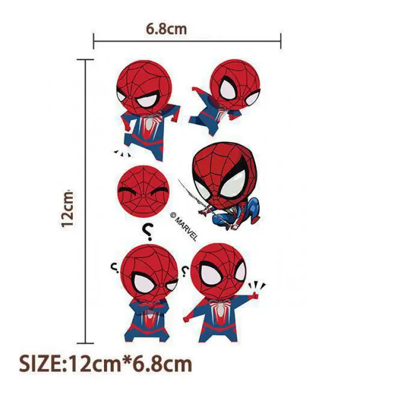 10Pcs Marvel Spider Man Temporary Tattoo Stickers Cute Cartoon Children Tattoo For Kids Funny Birthday Gift