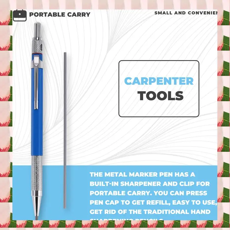 

A57I Mechanical Pencils Metal Marker With Builtin Sharpener For Pipe Fitter Welder Steel Construction Fabrication Woodworking