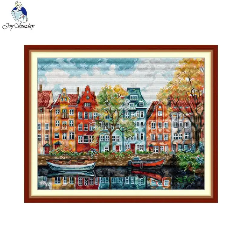 Joy Sunday Cross Stitch Kit Copenhagen HD Pattern Aida 16CT 14CT 11CT Counted Printed Canva DIY Embroidery Kit Home Decor New