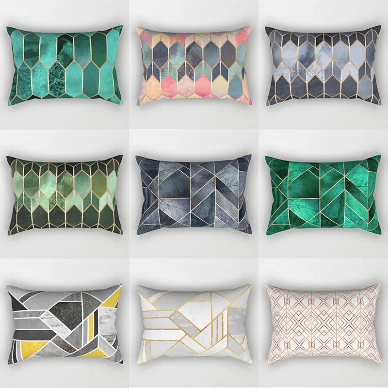 Hot Sale Modern Color Solid Geometry  Pillow Covers High Quality Short Plush Velvet Rectangle Pillow Cases Room Decoration