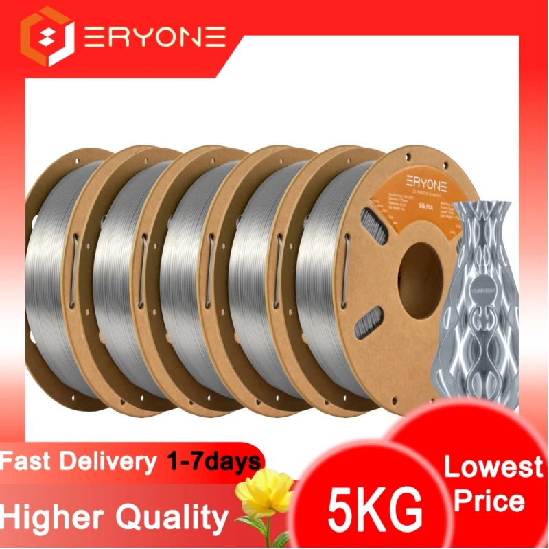 

ERYONE Silk PLA Filament 3KG/5KG/10KG New Arrival Silk 1.75mm No Bubble Vacuum Biodegradable Fast Ship Overseas Warehouse