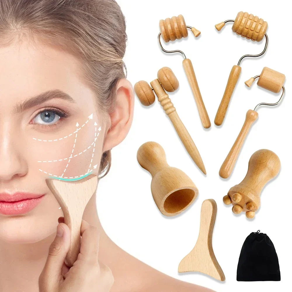 Wooden Facial Lifting Massage Face Massager Gua Sha Tool Beauty Health Massage Wood Therapy Wrinkle Remover Relaxation Skin Care