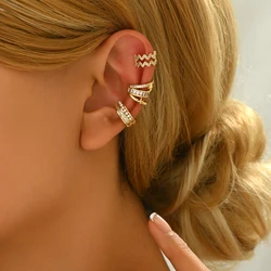 3PC Stainless Steel AAA Zircon Clip Earrings Female Buckle Ear Cuff No Piercings Fake Cartilage Ear for Women Jewelry