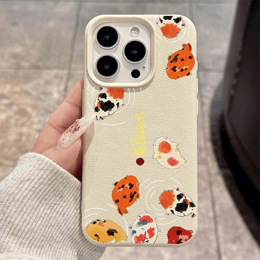 Lucky Koi Handyhülle für iPhone 17 16 15 14 13 12 Pro Max 16 15 14 Plus 17 16 15 14 13 12 11 Pro 17Air XR Silikon Matte Hülle – Detail 2