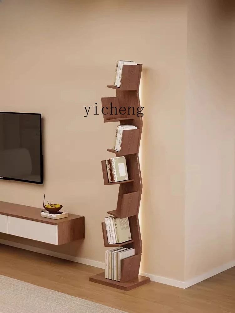 

ZC solid wood floor-to-wall vertical corner shelf household multi-layer creative bookcase