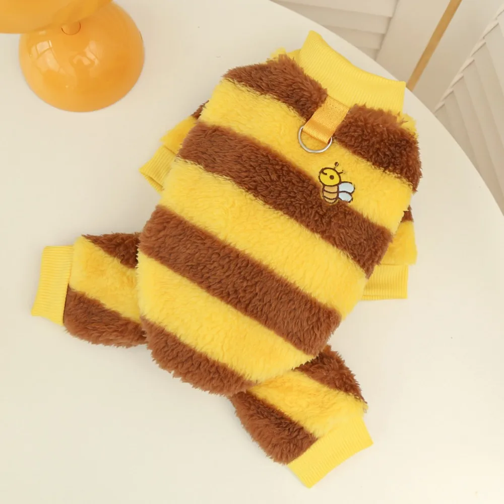 

Funny Soft Pet Bee Costume Hooded Breathable Winter Warm Cat Dog Clothes Stripes Design Bee Cosplay Costume Pet Supplies