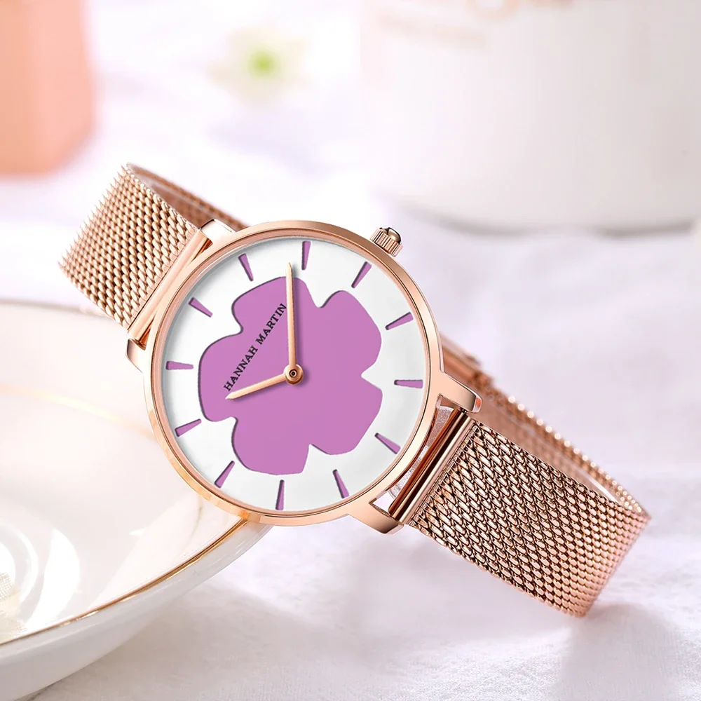 

HANNAH MARTIN 1333 Women Watch Black Technology Photochromic Sun Fashion Casual Waterproof Mesh Watch for Women Relogio Feminino