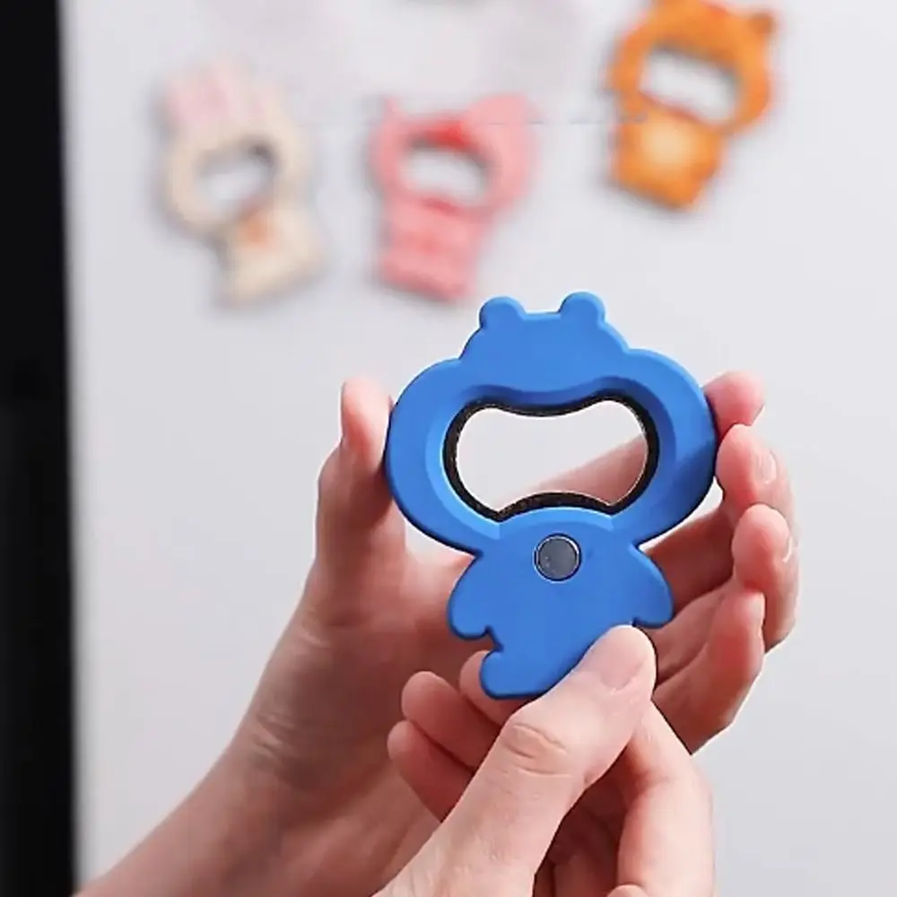 

2pcs Cute Animal Refrigerator Sticker Cartoon Creative Bottle Opener Soft Multifunctional Fridge Magnet Photo Paste