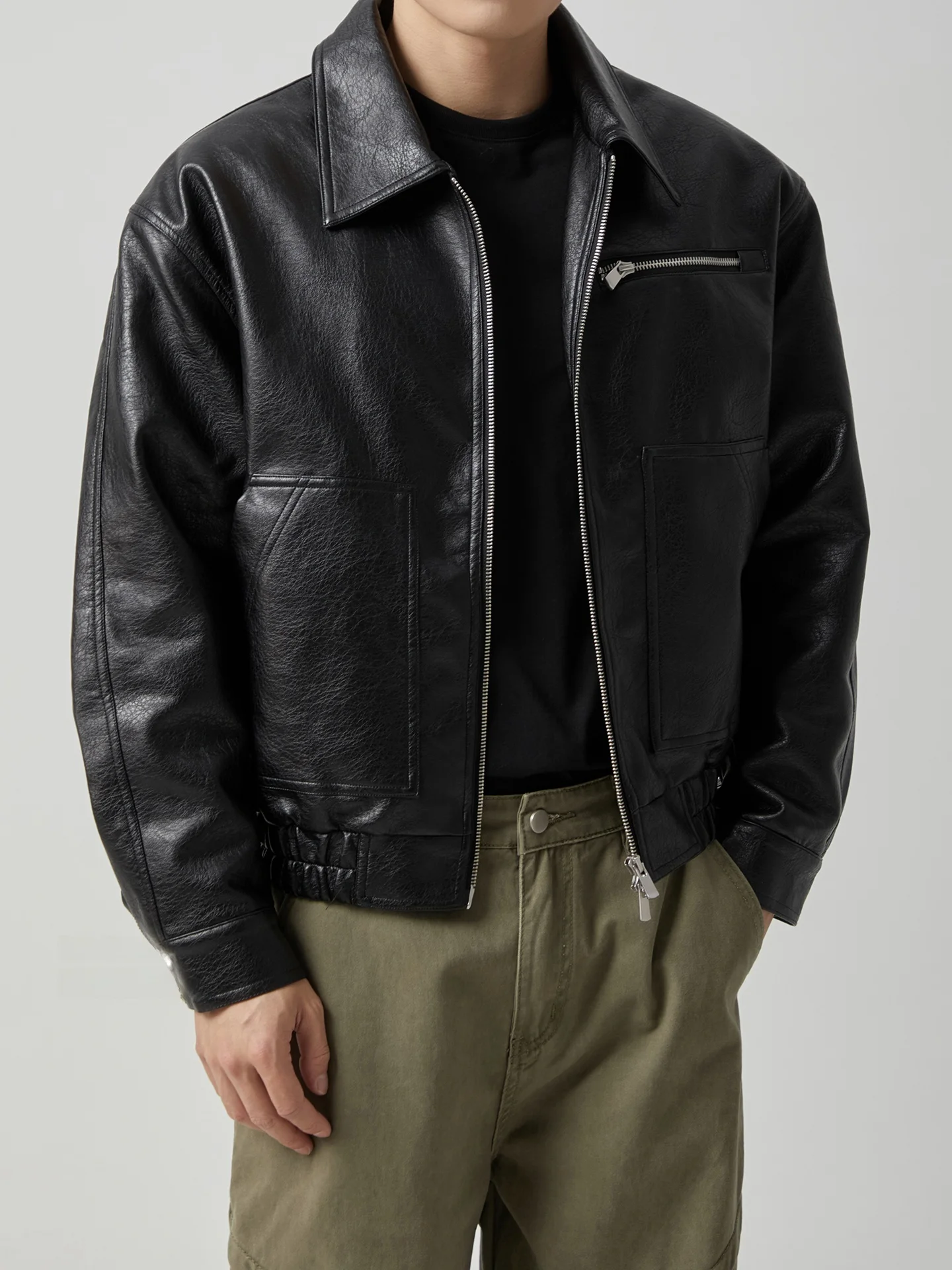 

Retro American Leather Jaet Men's Autumn 2025 New Cotton Insertion Sli Motorcycle Pilot Outerwear Casual Loose Fit