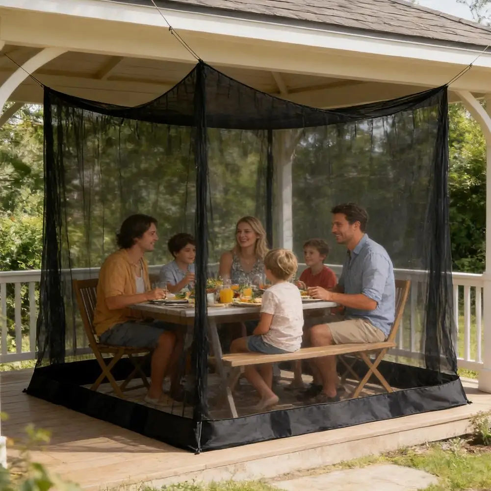 Large White/Black Outdoor Camping Mosquito Net - Insect-Proof Protective Breathable and Portable Bedroom Hammock and Tent Use