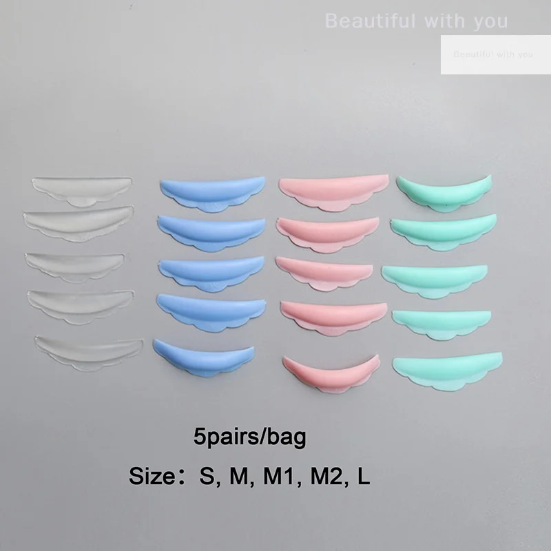 

5 Pairs Silicone Eyelash Perm Pad Colorful Recycling Lashes Rods Applicator Tool