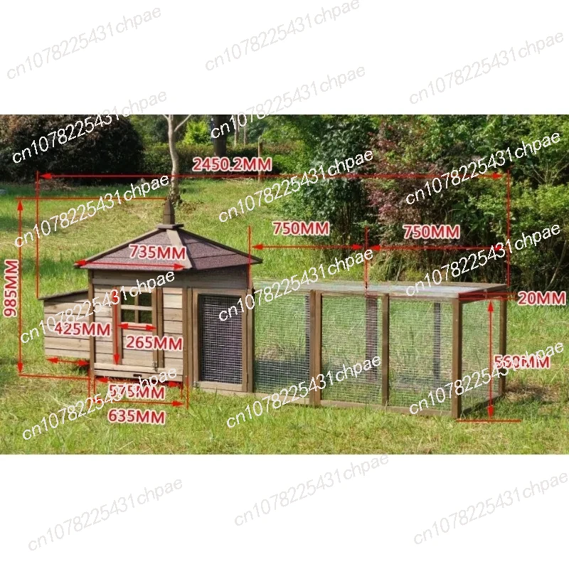 Wooden Chicken House Large Rabbit Hutch Poultry Cage Hen Pen Backyard with Double Run, Nesting Box