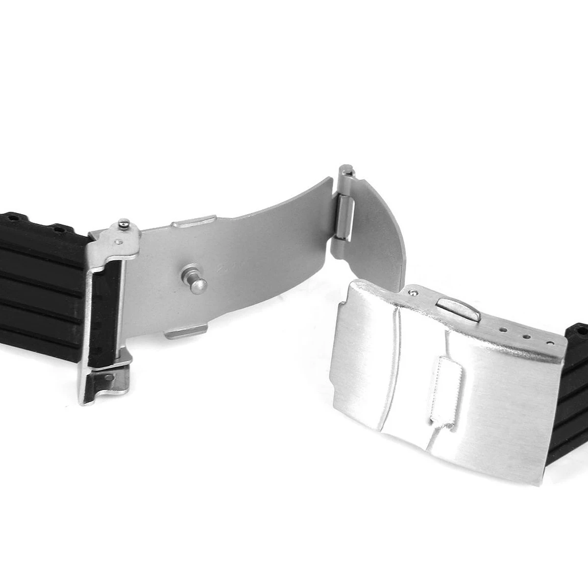 

Durable 24mm Waterproof Stripes Pattern Silicone Watch Band Strap With Quick Release Safety Catch Stainless Steel Clasp