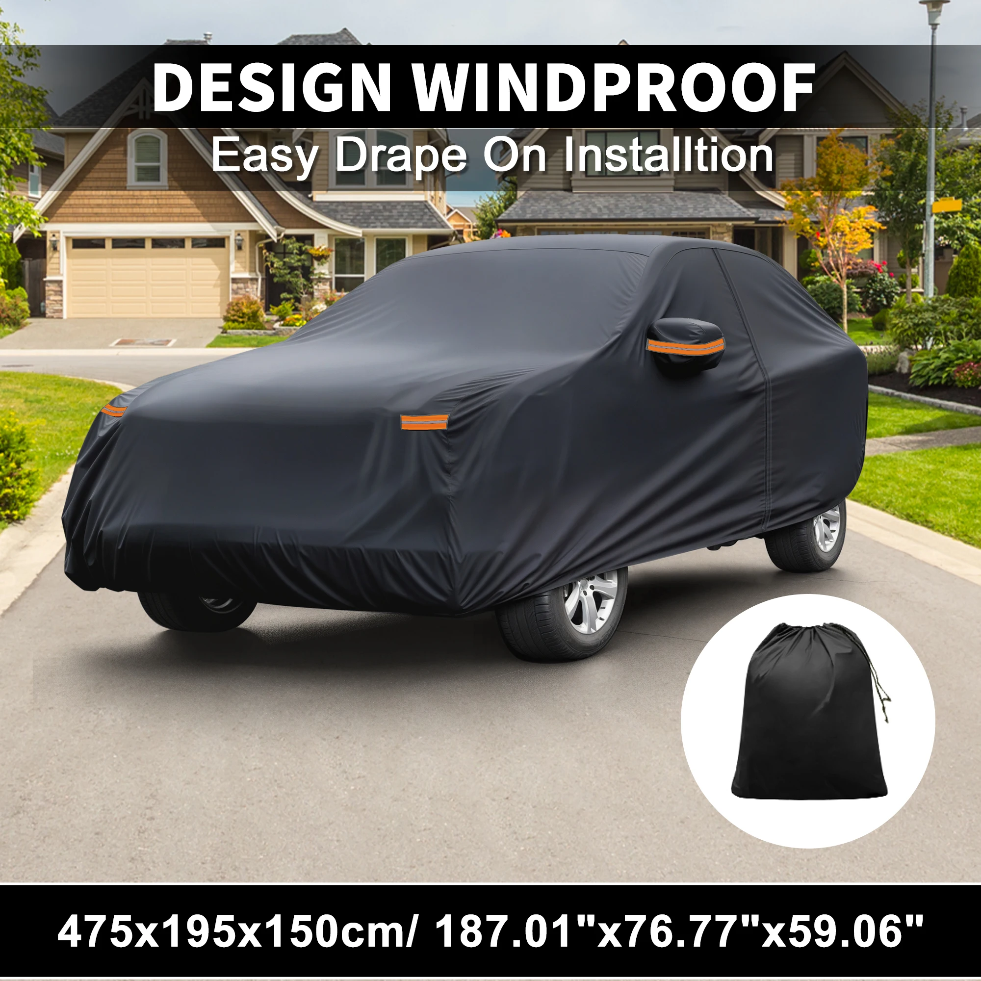 UXCELL Waterproof Car Cover 210D-PU Car Outdoor Full Car Cover for Lexus NX with Driver Door Zipper 475x195x150cm