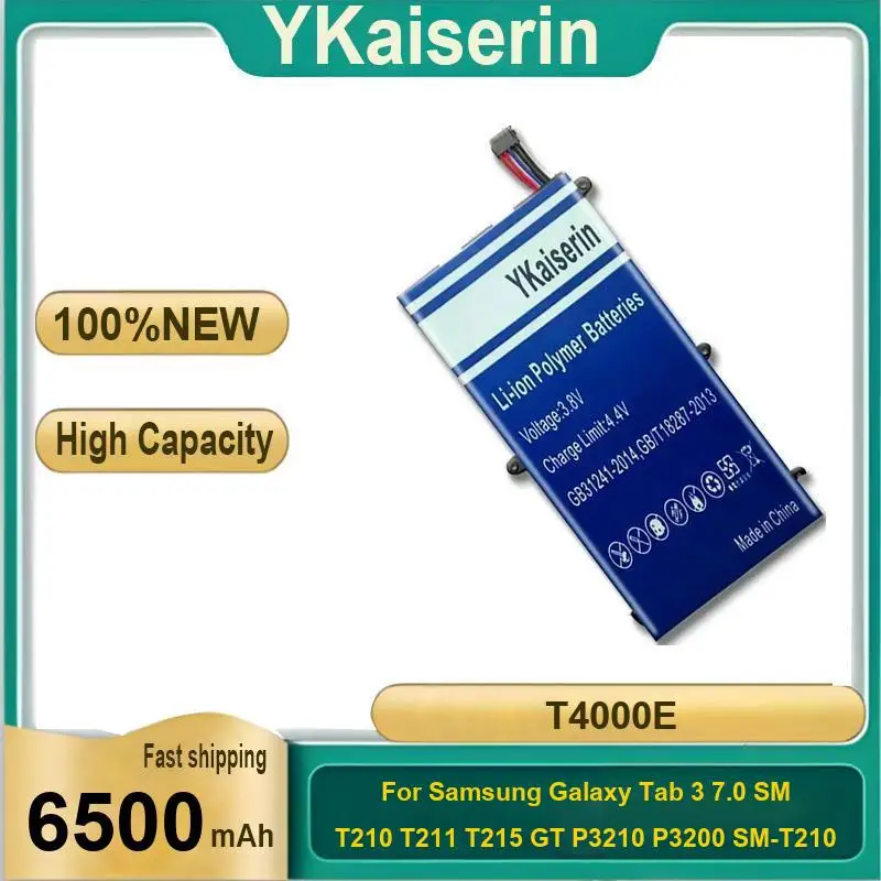 Tablet Battery T4000E 6500Mah For Samsung Galaxy Tab 3 7.0 SM T210 T211 T215 GT P3210 P3200 SM-T210 SM-T211 T217 T2105