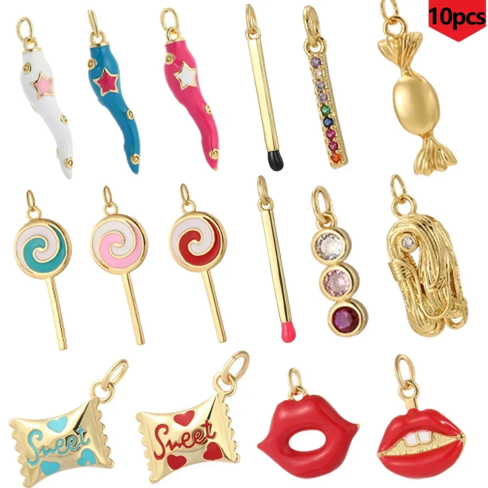 10pcs Boho Candy Chili Chrams for Jewelry Making Cute Mouth Dangle Diy Earring Bracelet Necklace Dijes Halloween Wholesale Charm