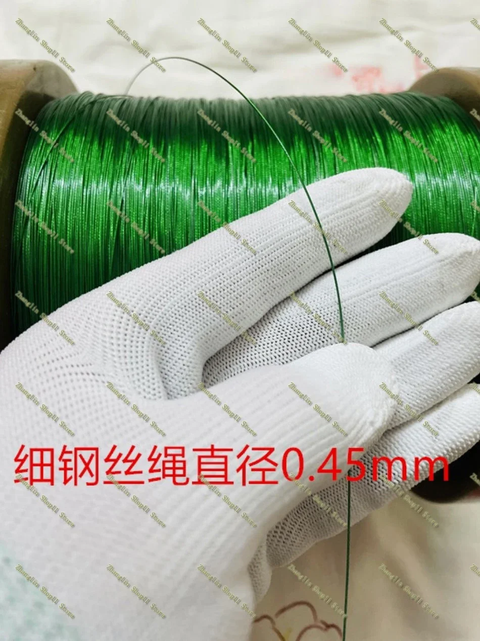 0.38-4.0mm 20-100M,Green Nylon Coated Built-in 304 Stainless Steel Wire Rope, Sea Fishing Line Chain Hook Line Hanging Crystal