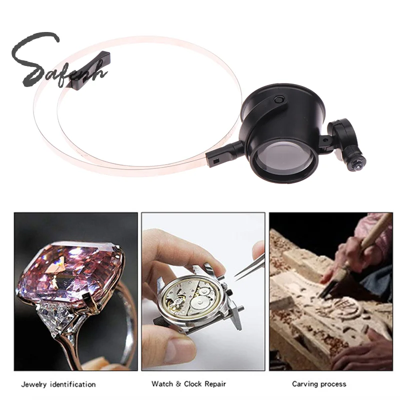 Head Mounted 15X Repair Magnifier With LED Lamp Adjustable Watch Jewelry Repair Tool Magnifier Watchmaker Tools Accessories