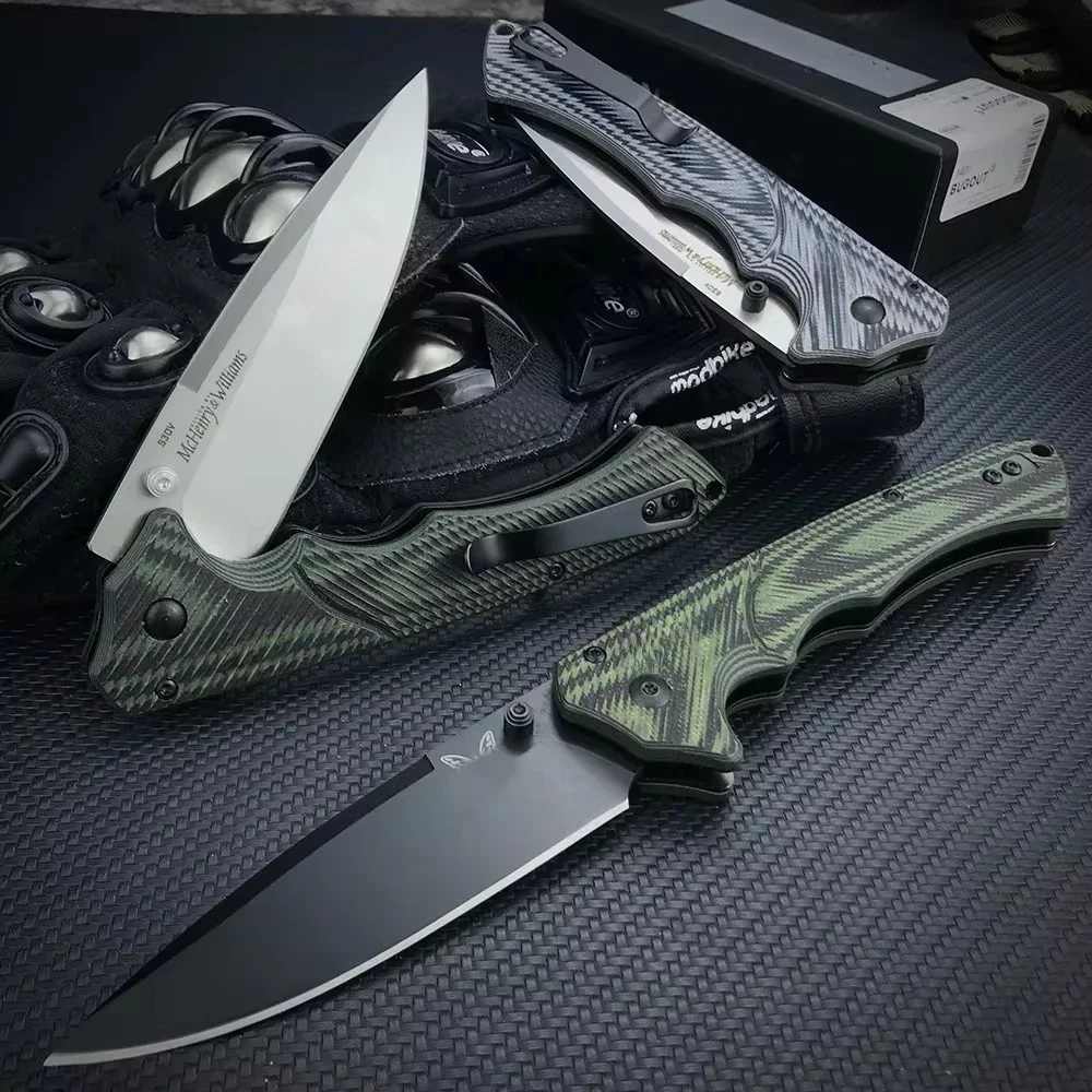 Tactical Knives BM 615BK-1401 Outdoor Pocket Knife Sharp Multifunctional Hunting Hiking Folding Blade Knife Two-tone G10 Handle